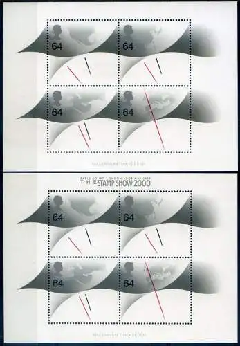 Neue Millennium und Briefmarkenshow 2000. 2 Blatt.