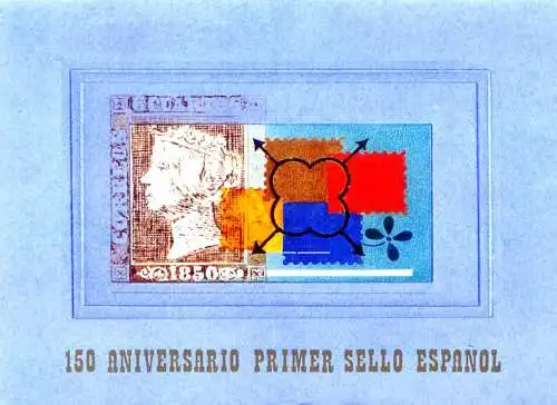 Erste spanische Briefmarke 2000. 7 Blatt im Ordner.