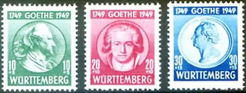 Besatzungszonen: Württemberg. J.W. von Goethe 1949.