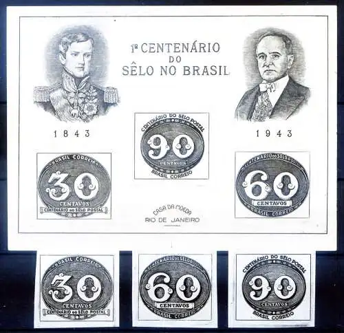 100 Jahre brasilianische Briefmarke 1943.