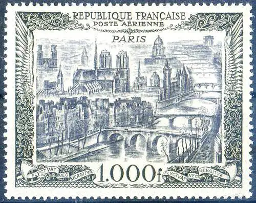 Luftpost 1950. Blick auf Paris.