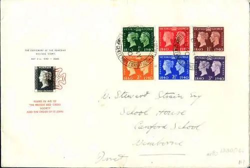 Hundertjahrfeier der Briefmarke 1940. FDC.