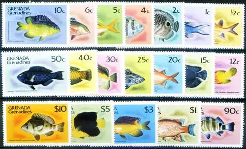 Grenadinen. Definitiv. Fauna. Fische 1980.