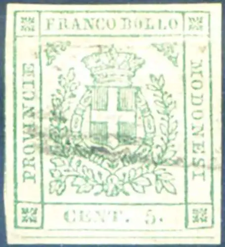 Modena. Wappen von Savoyen 5 c. 1859. Gebraucht.