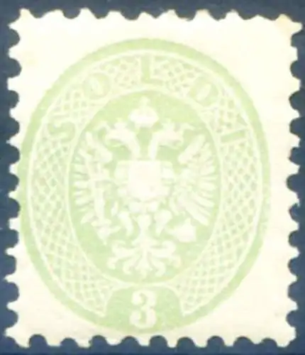 Lombardei Venetien. Venetien und Mantua. Österreichisch-Ungarisches Wappen 3 S. 1864-1865. Zungenhaft.