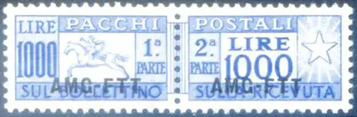 Zone A. Postpakete 1000 Lire 1954.