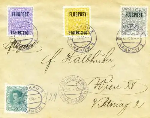 Luftpost Krakau-Wien 1918.