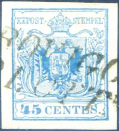 Lombardei Venetien. Wappen, Maschinenpapier 45 c. 1854-1857. Gebraucht.