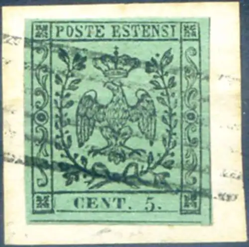 Modena. Gekrönter Streckadler, modifizierte Art. 5 EL. 1852. Fragment.