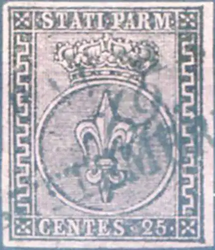 Parma. Lilie 25. c. 1852. Gebraucht.