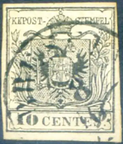 Lombardei Venetien. Wappen, Maschinenpapier 10 c. 1854-1857. Gebraucht.