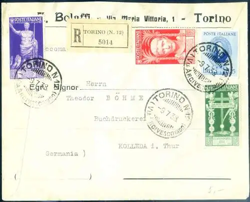 Königreich. August 1937. 3 Werte + zusätzlich auf Einschreiben für Deutschland.