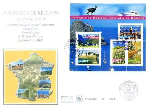 Regionen Frankreichs 2007. 2 FDC.