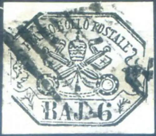 Kirchenstaat. Wappen 6 b. 1852. Gebraucht.