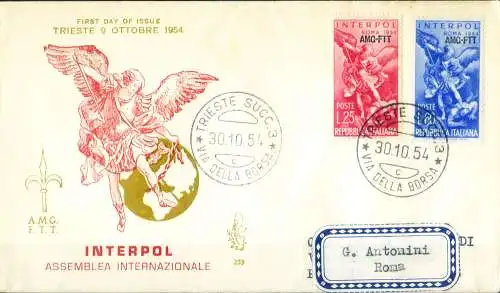 Zone A. Interpol FDC 1954.