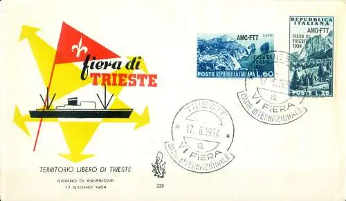 Zone A. Messe Triest FDC 1954.