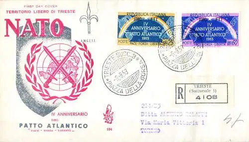 Zone A. Atlantikpakt FDC 1953.
