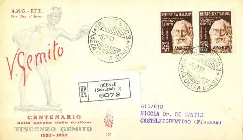 Zone A. Vincenzo Gemito FDC 1953.