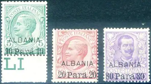 Büros im Ausland. Albanien 1907. Zungenspur.