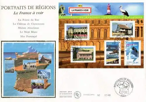Regionen Frankreichs 2003. 2 FDC.