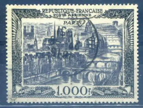 Luftpost 1950. Ansicht Paris gebraucht.