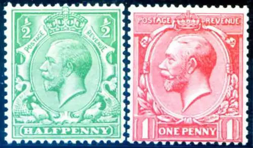 Giorgio V. Briefmarken aus vertikalen Rollen 1913.