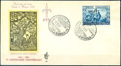 Zone A. Christoph Kolumbus FDC 1951.