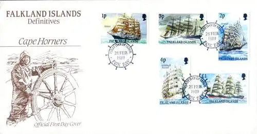 Segelboote nach Kap Hoorn. 4 FDC 1989-1990.