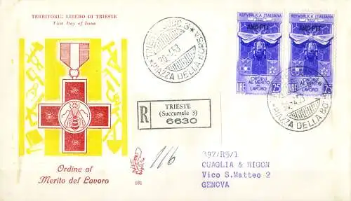 Zone A. Verdienstorden FDC 1953.