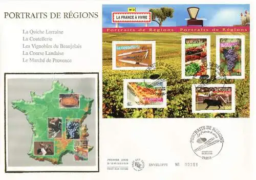 Regionen Frankreichs 2004. 2 FDC.