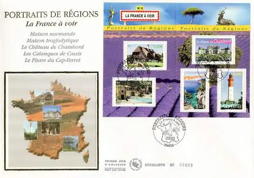 Regionen Frankreichs 2004. 2 FDC.