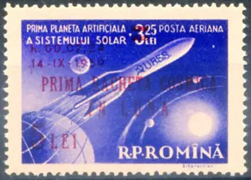 Raumfahrt. 1959 überdruckt.