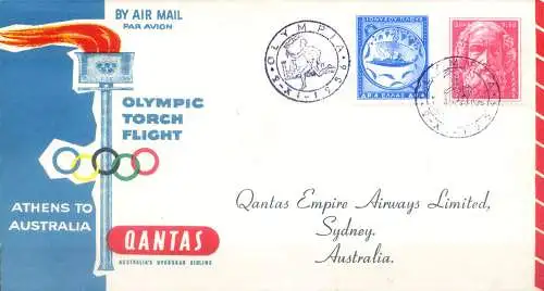 Sport. Quantas-Flug der olympischen Taschenlampe 1956.