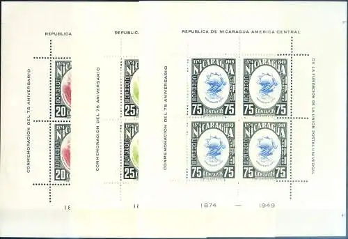 UPU 1950. Komplette Runde der 18 Blatt. Minimale Mängel.