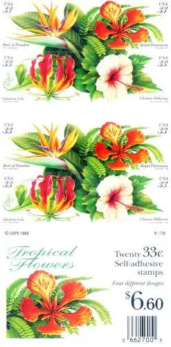 Flora. Tropische Blumen 1999. Miniblatt vom Typ Booklet.