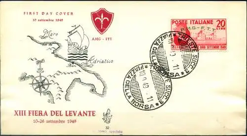 Zone A. Messe von Bari FDC 1949.