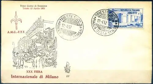 Zone A. Mailänder Messe FDC 1952.