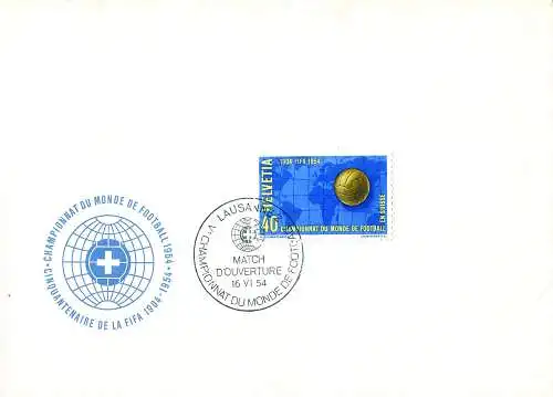 Sport. Fußball 1954. FDC mit Absage des WM-Eröffnungsspiels.