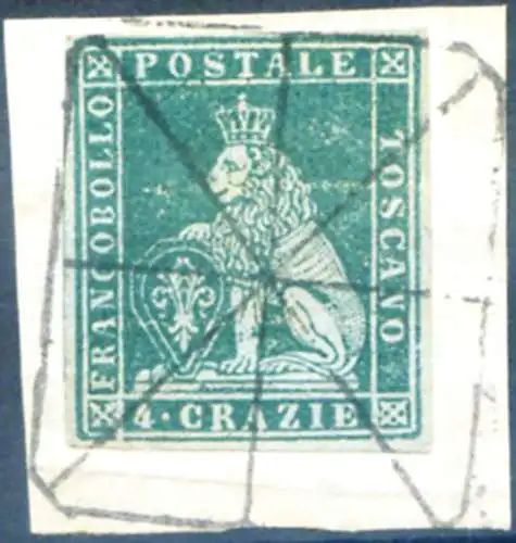 Toskana. Marzocco 4 cr. 1851-1852. Gebraucht.