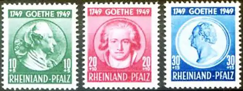 Besatzungsgebiete: Rheinland. J.W. von Goethe 1949.