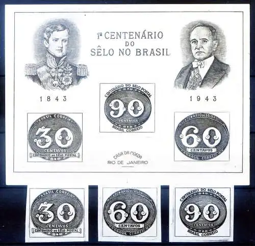 Hundertjahrfeier der brasilianischen Briefmarke 1943.