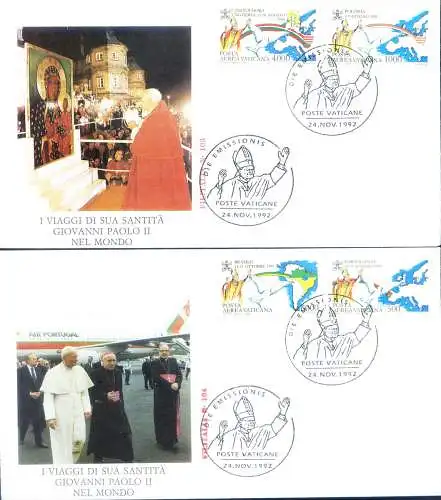 Papstreisen 1992. 2 FDC.