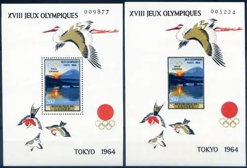 Sport. Olympische Spiele Tokio 1965. 2 Sätze + 4 Zettel.