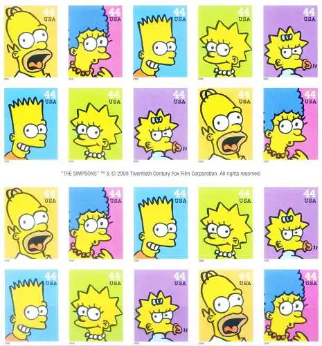 Die Simpsons 2009. Kleinbogen vom Typ Booklet. Cover Typ Bart.