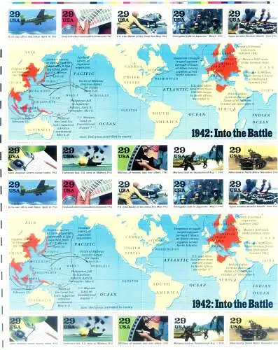 Zweiter Weltkrieg 1992. 1942. Doppelzettel.