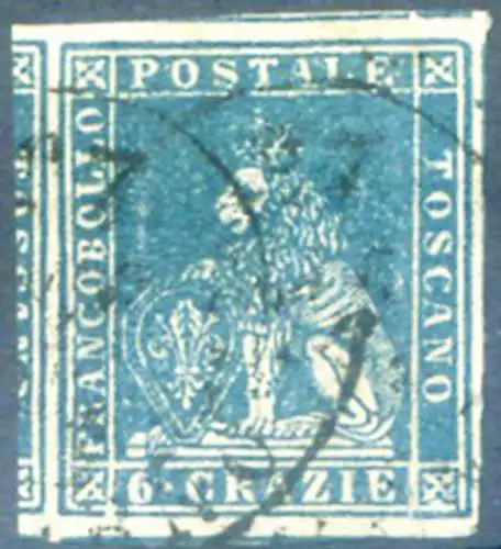 Toskana. Marzocco 6 cr. 1857. Gebraucht.