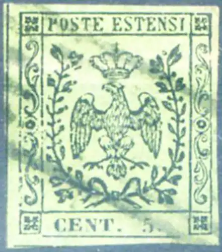 Modena. Aquila estense coronata 5 c. 1852. Gebraucht.