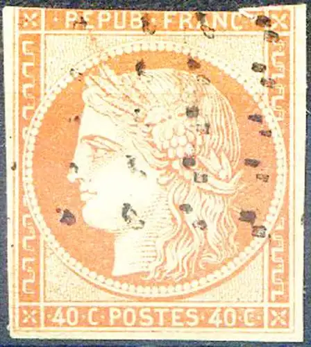 Cerere 40 c. orange (1849). Gebraucht.