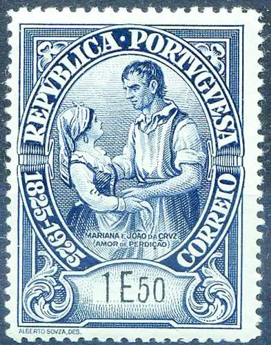 Camilo Castelo Blanco 1925. 1,50 e. hellblau auf himmelblau. Linguellato.