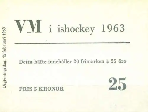 Sport. Eishockey 1963. Libretto.